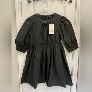ZARA Woman Black Voluminous Taffeta Babydoll Dress. Size S